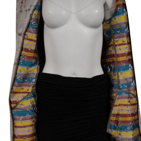 Giuseppe Di Morabito Double Breasted Floral Trench Coat IT 50 Tan Long Jakcet - Picture 11 of 12